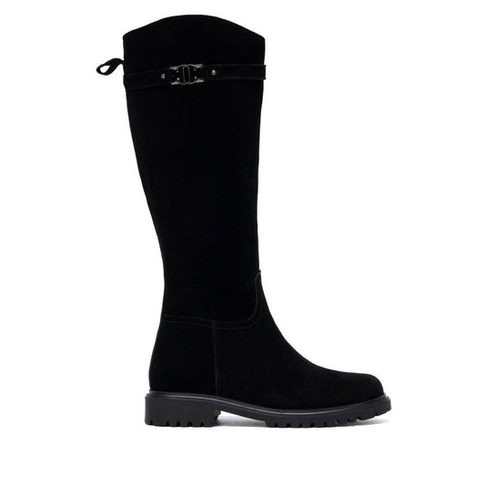 Carmela black suede knee high boots