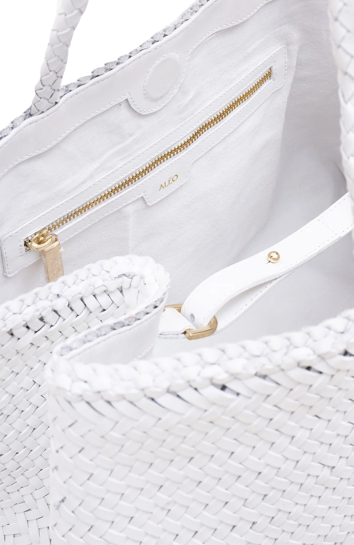 ALẼO Ivory woven leather shopper - Melissakshoes