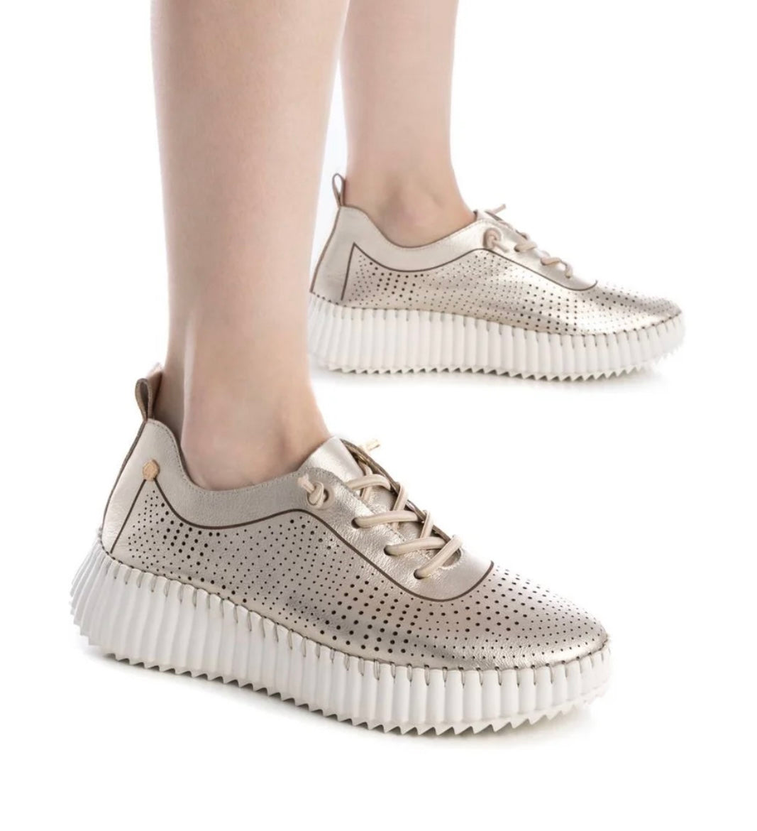 Carmela lightweight gold wedge sneaker - Melissakshoes