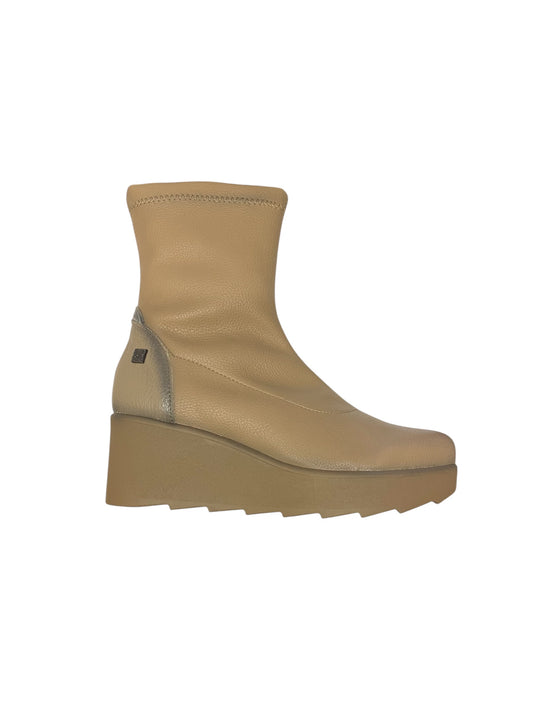 Jose Saenz beige leather wedge  ankle boot