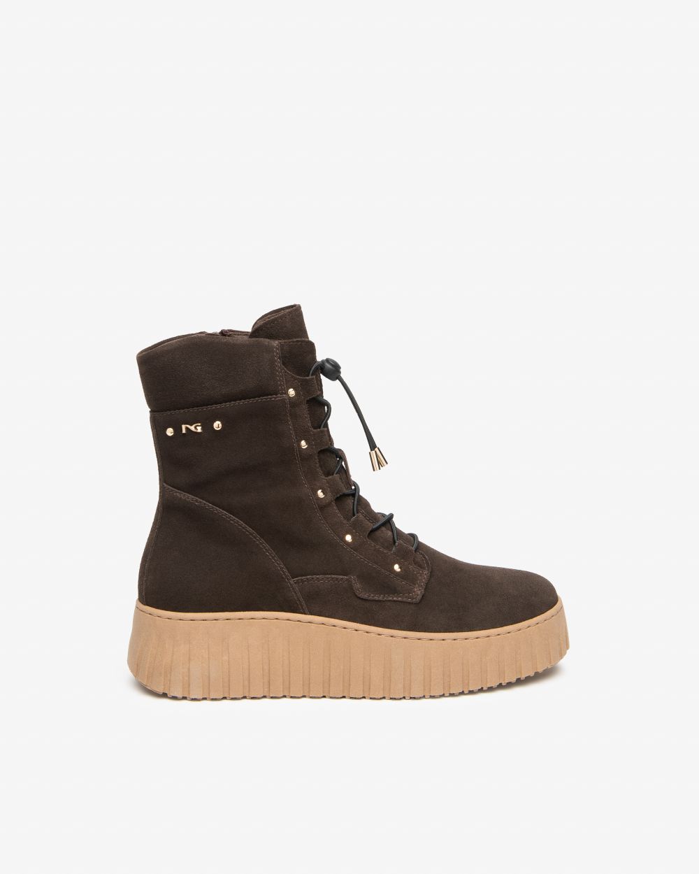 NeroGiardini brown suede platform wedge ankle boots