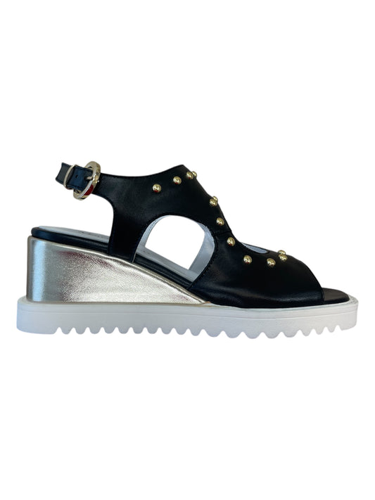 Marco moreo black leather wedge sandals