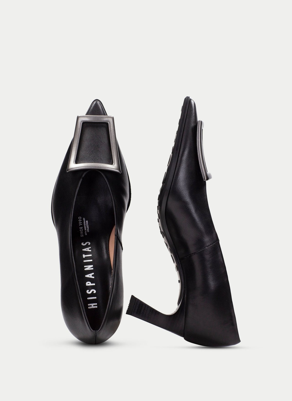 Hispanitas black leather court shoes