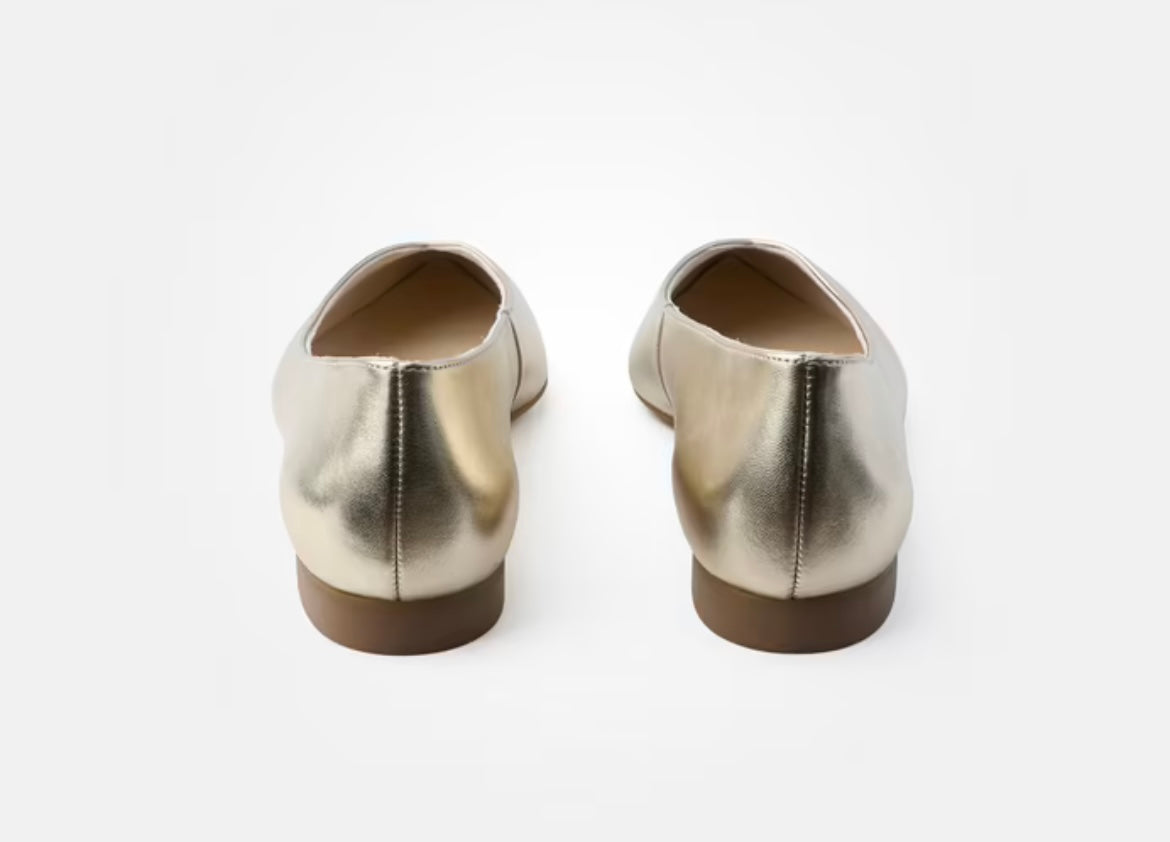 Paul Green gold leather ballerinas