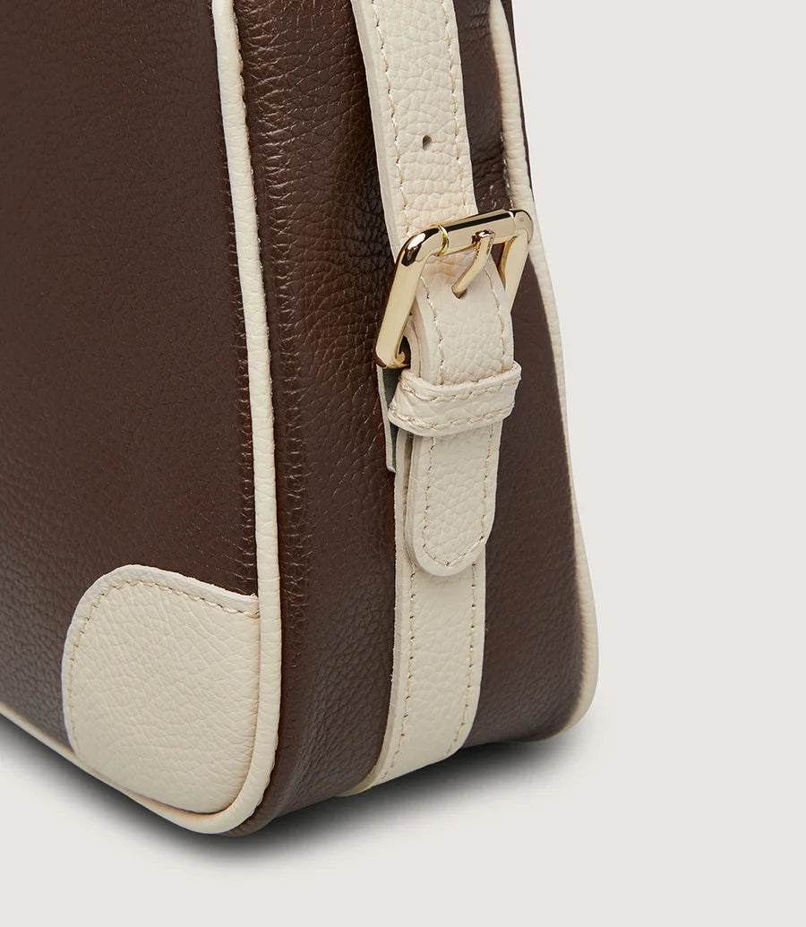 Marco Moreo brown and cream leather shoulder bag