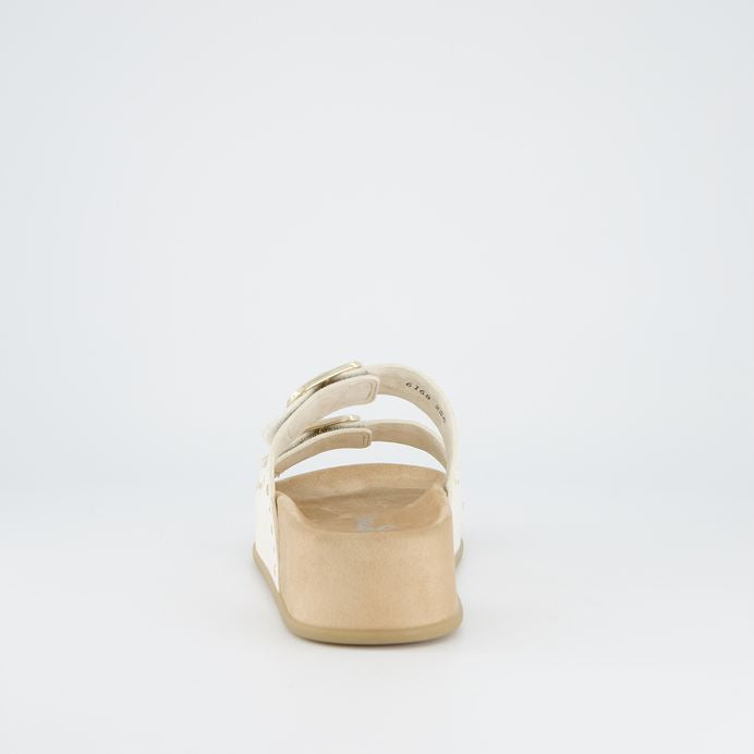 Paul Green white leather mules with gold studded detail - Melissakshoes