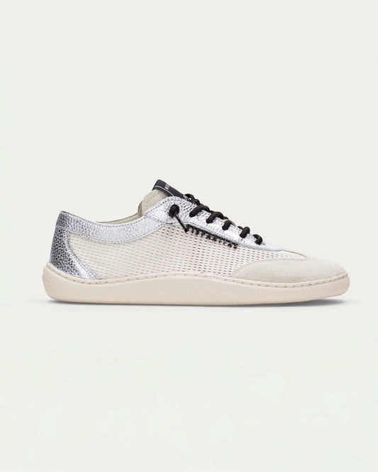 Hispanitas white and silver slip on barefoot earth runner