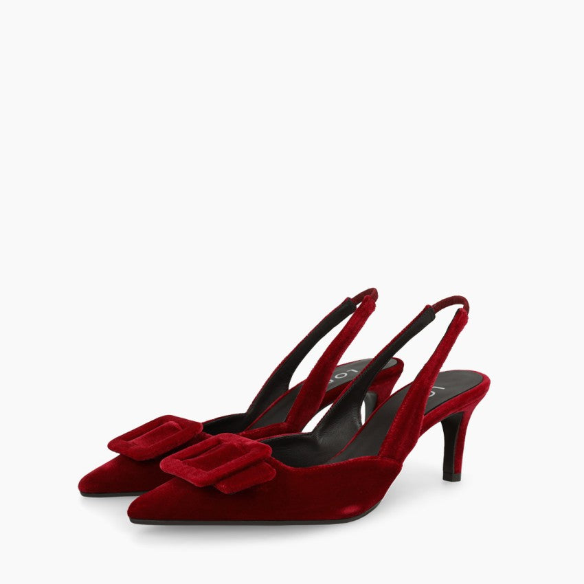 Lodi red velvet slingbacks