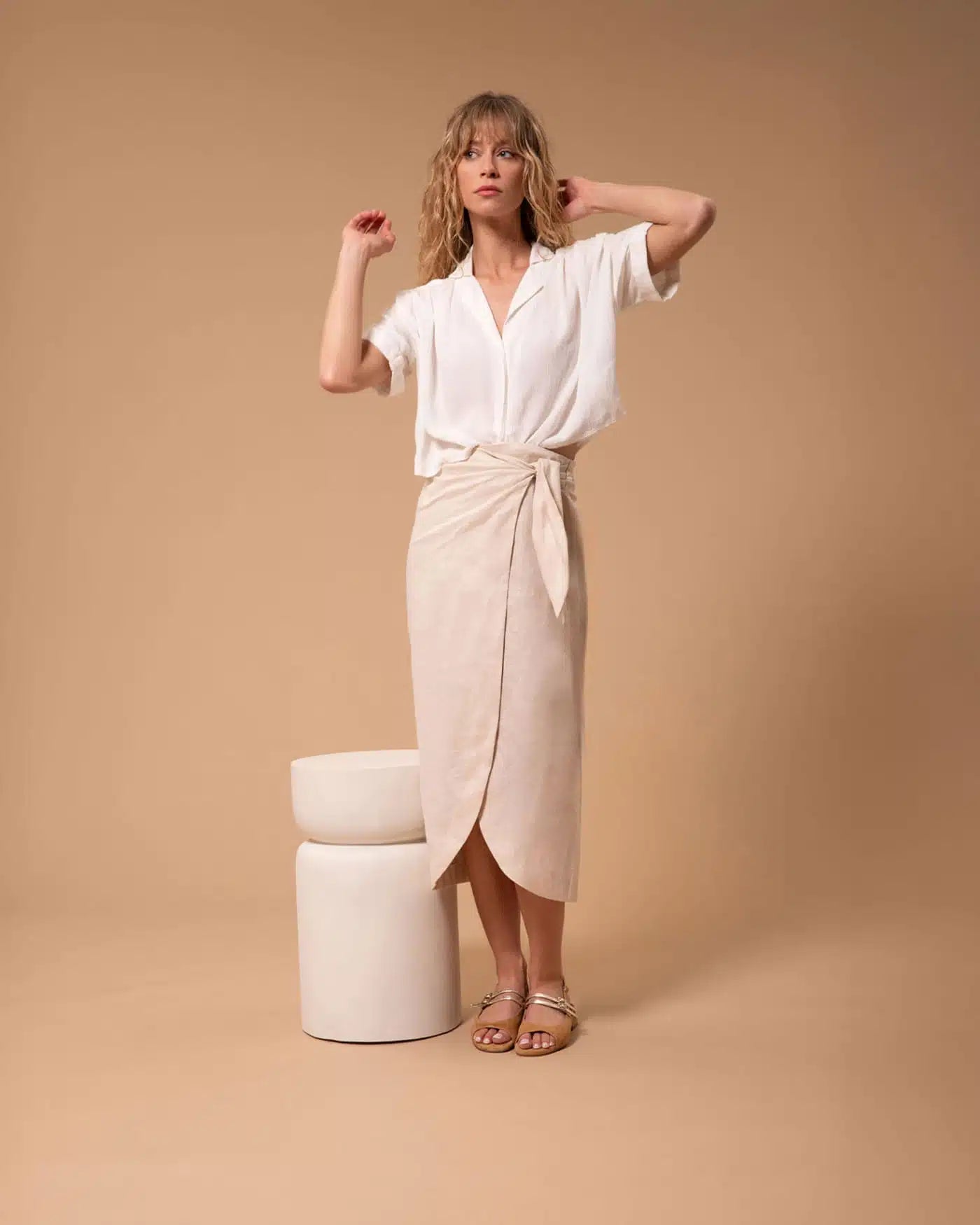 Adige tan and gold sandal - Melissakshoes