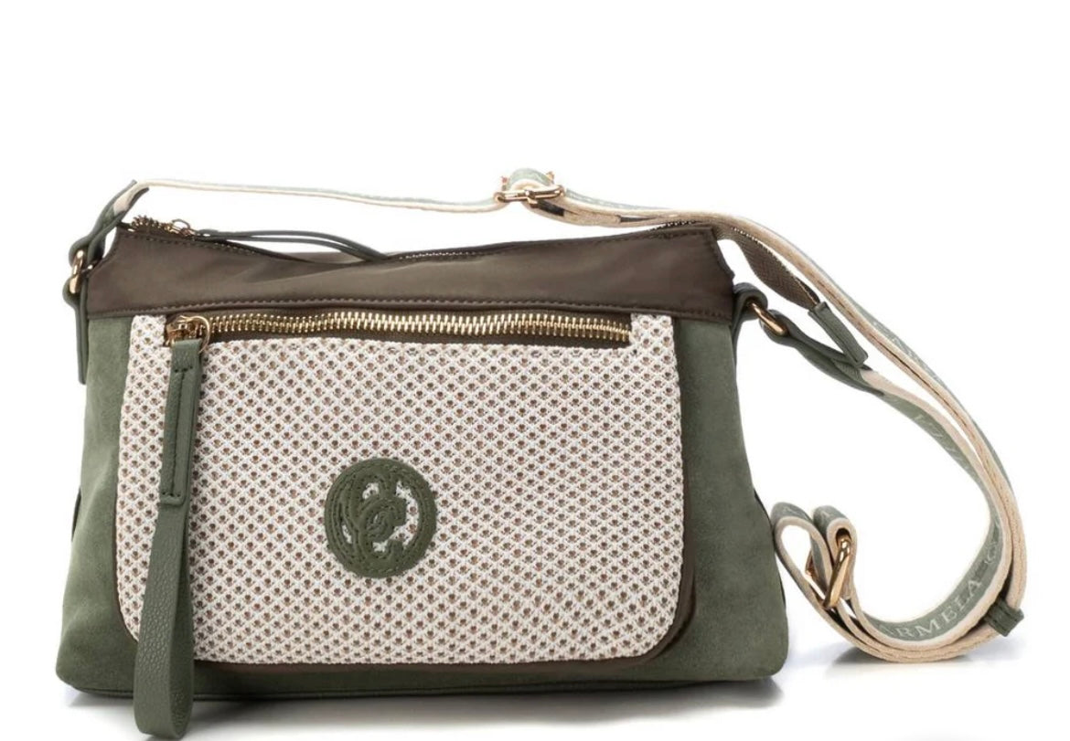 Carmela leather and suede handbag