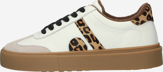 Blackstone white leather and leopard print sneakers