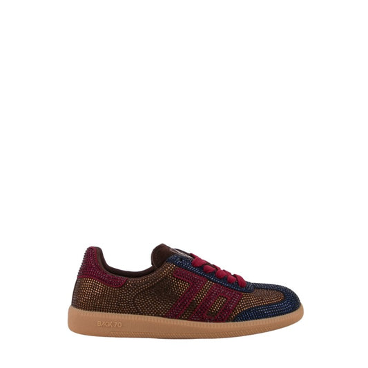 Back 70 brown wine and navy rhinestone suede sneakers