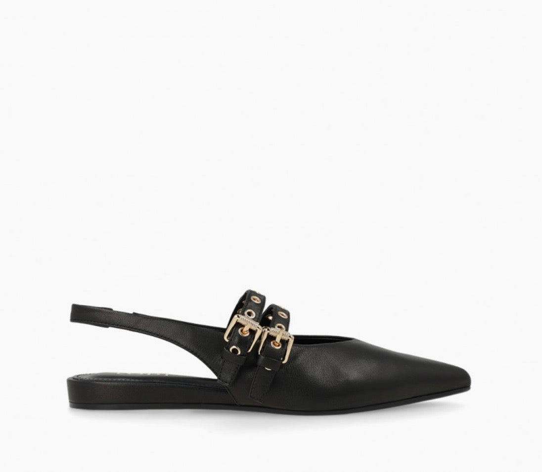 Lodi black leather ballerina slingback pump - Melissakshoes