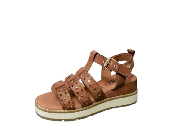 Carmela tan leather wedge sandal