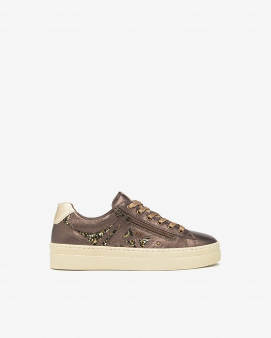NeroGiardini metallic bronze leather  platform sneakers
