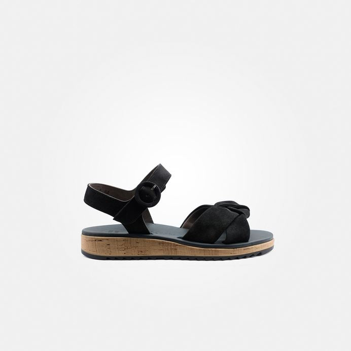 Paul Green black super soft velvet leather sandals - Melissakshoes