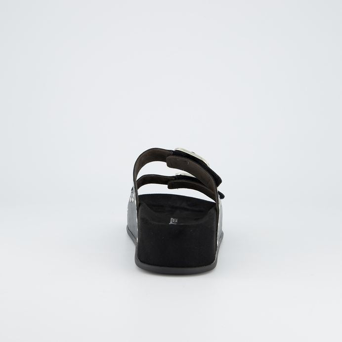 Paul Green black leather mules with silver studded detail - Melissakshoes