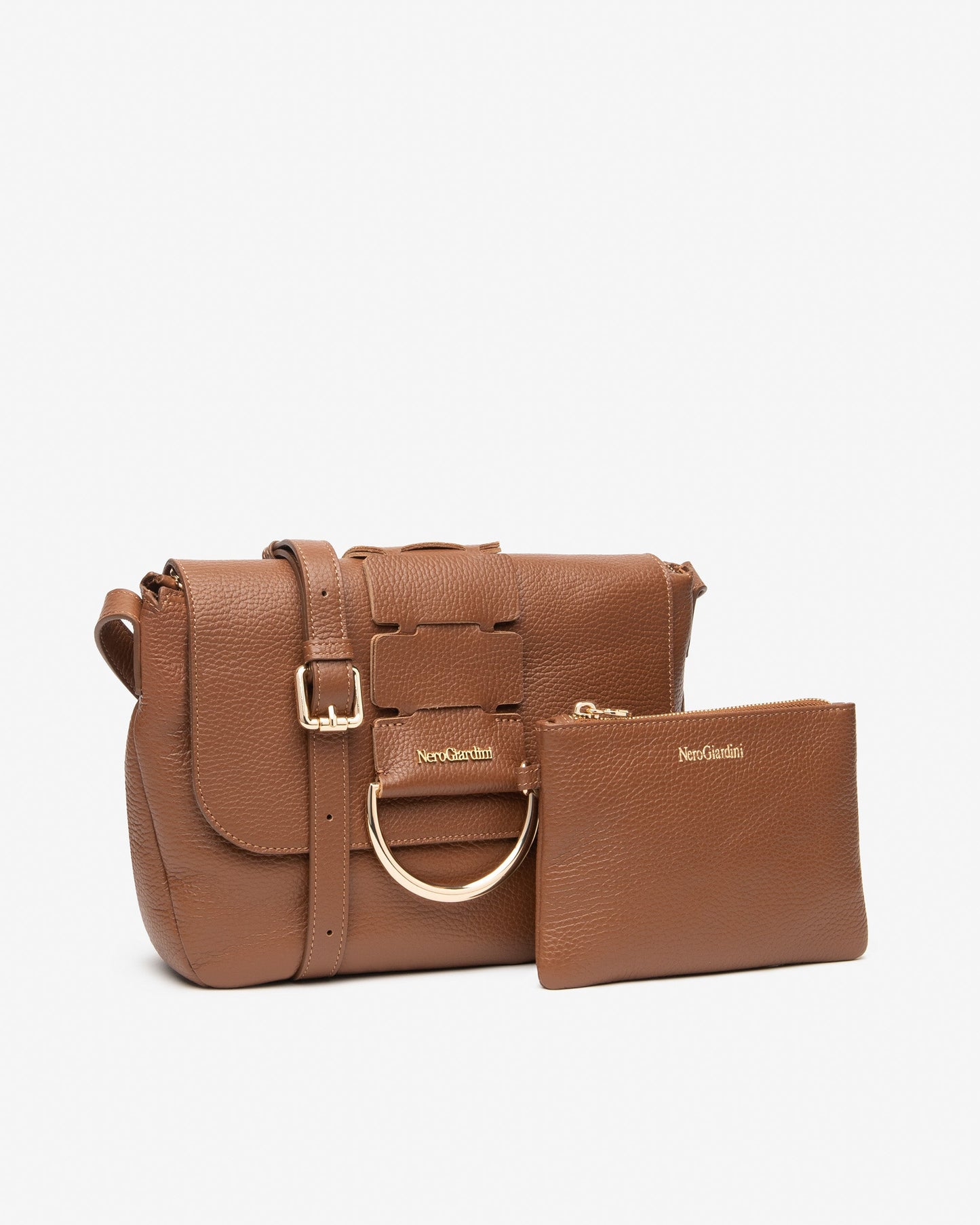 NeroGiardini tan leather crossbody bag