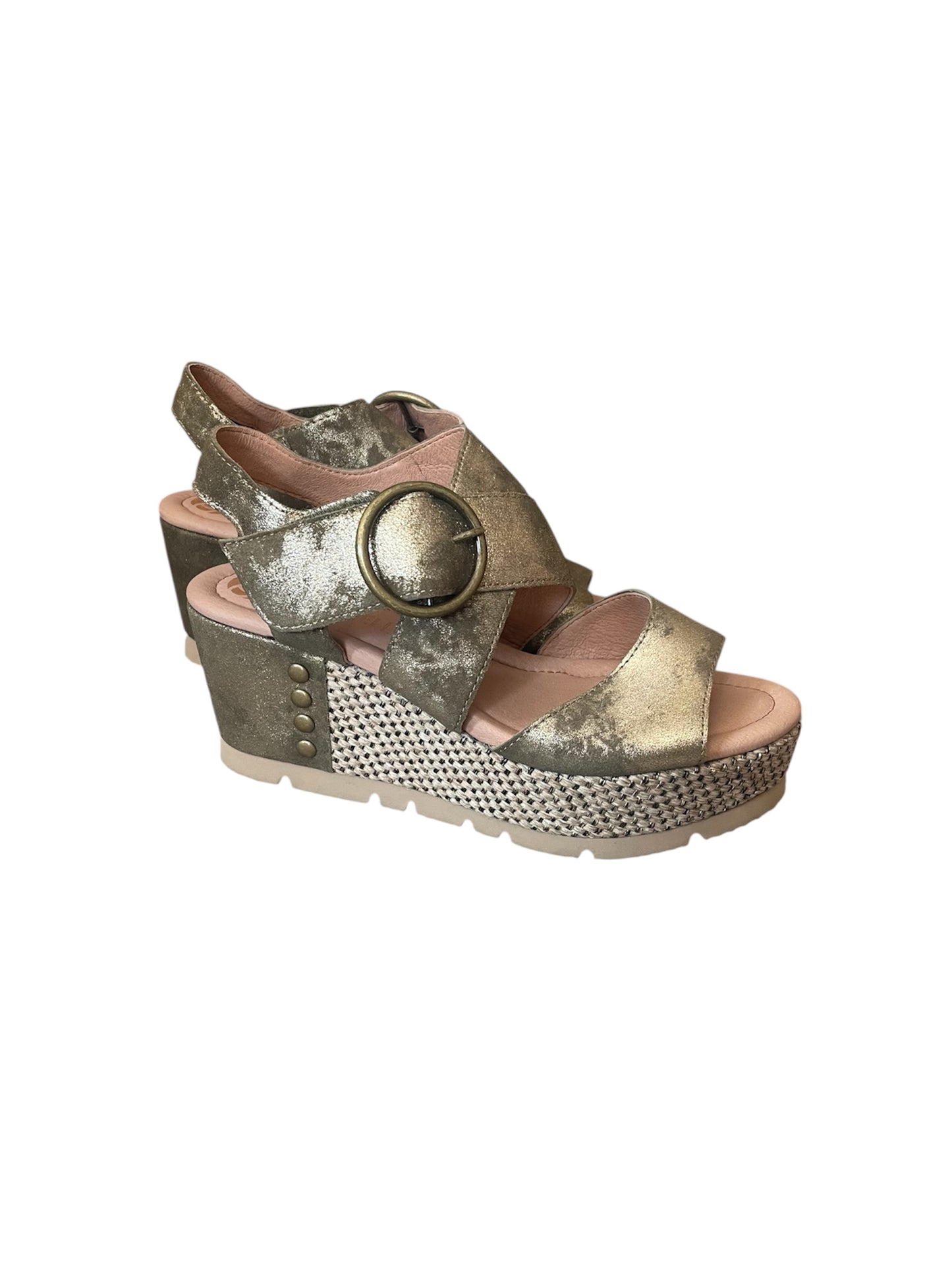 Mamzelle gold leather wedge sandals