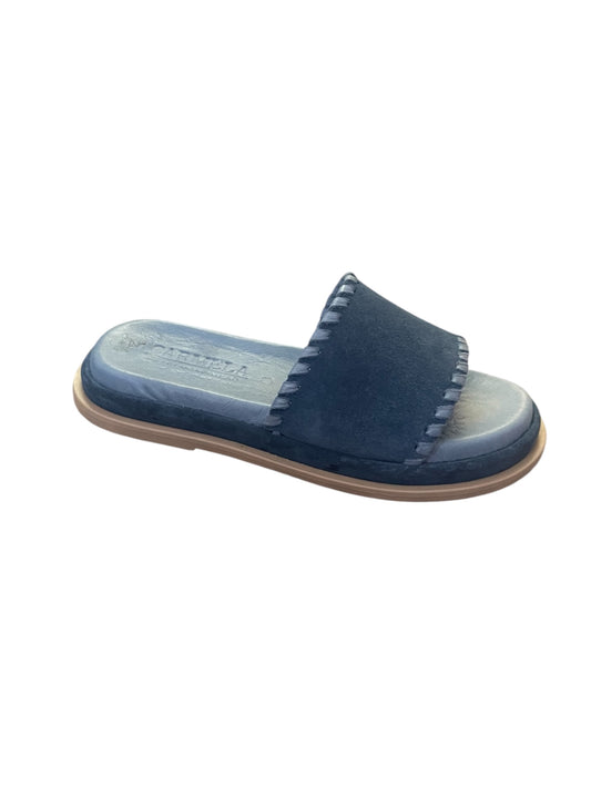Carmela navy suede leather flat mules