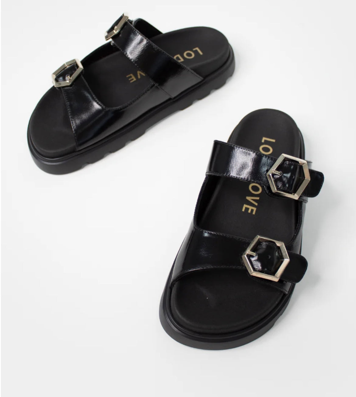 Lodi black leather sandals