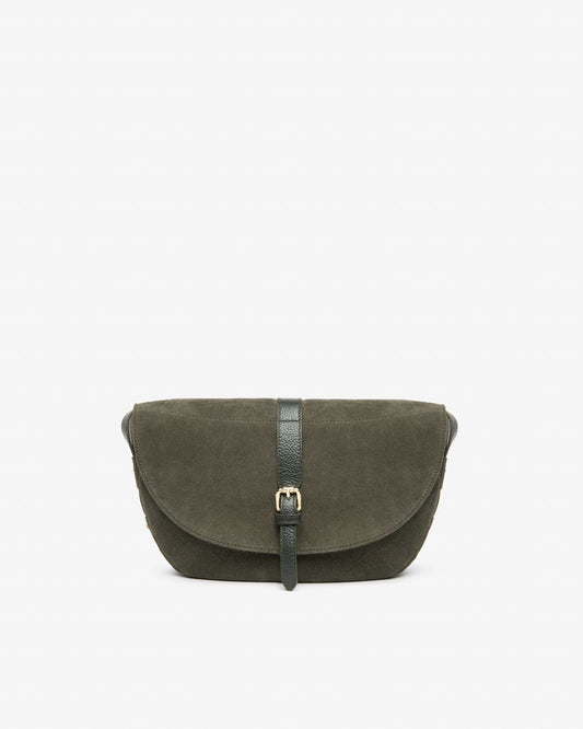 NeroGiardini olive green suede leather crossbody