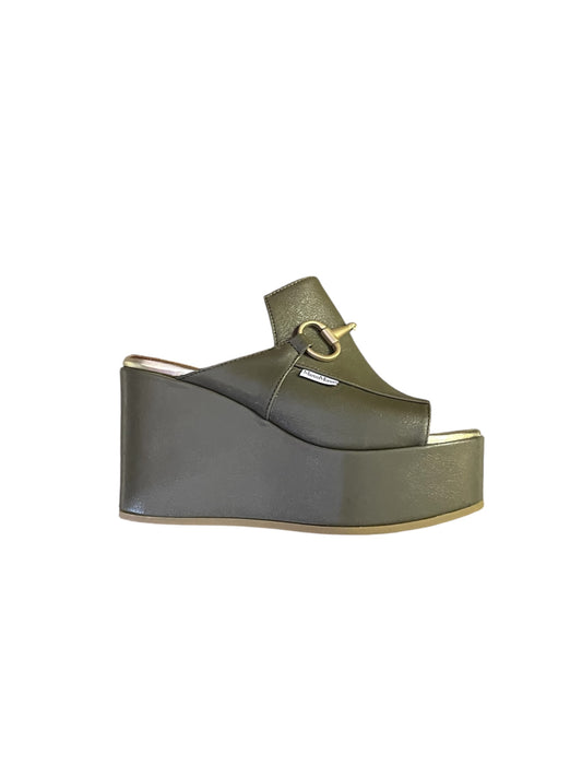 Marco Moreo kaki leather platform wedges
