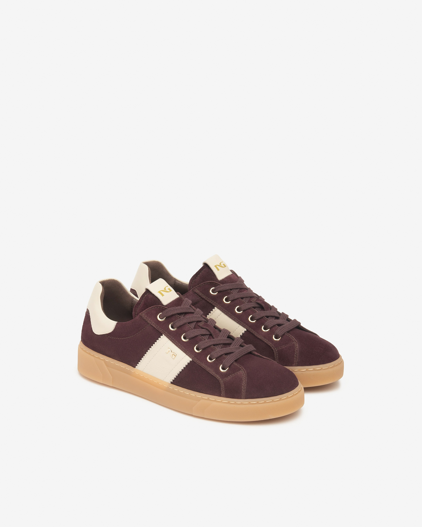 Nerogiardini bordo suede & cream leather sneaker
