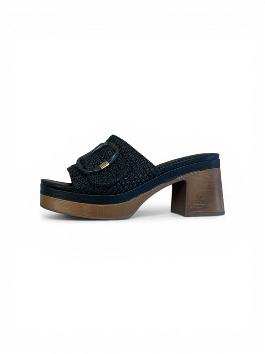 Carmela black slip on mules with block heel - Melissakshoes