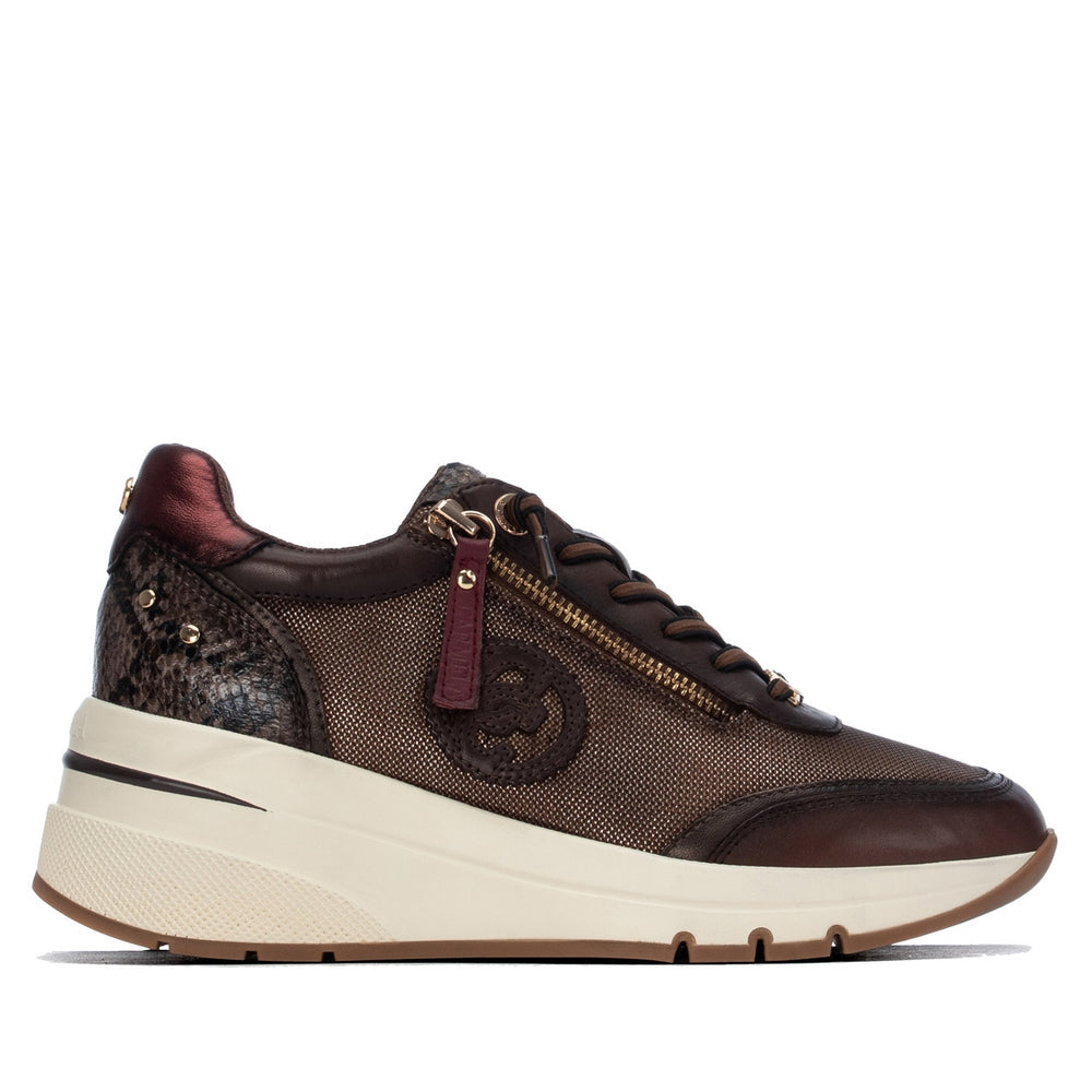 Carmela brown leather wedge sneakers