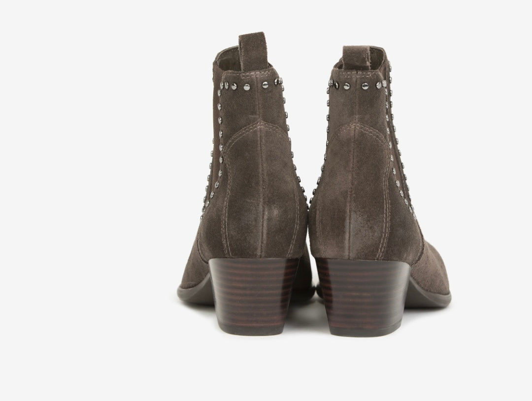 ASH FUNK brown suede western style boot with Cuban heel & studs