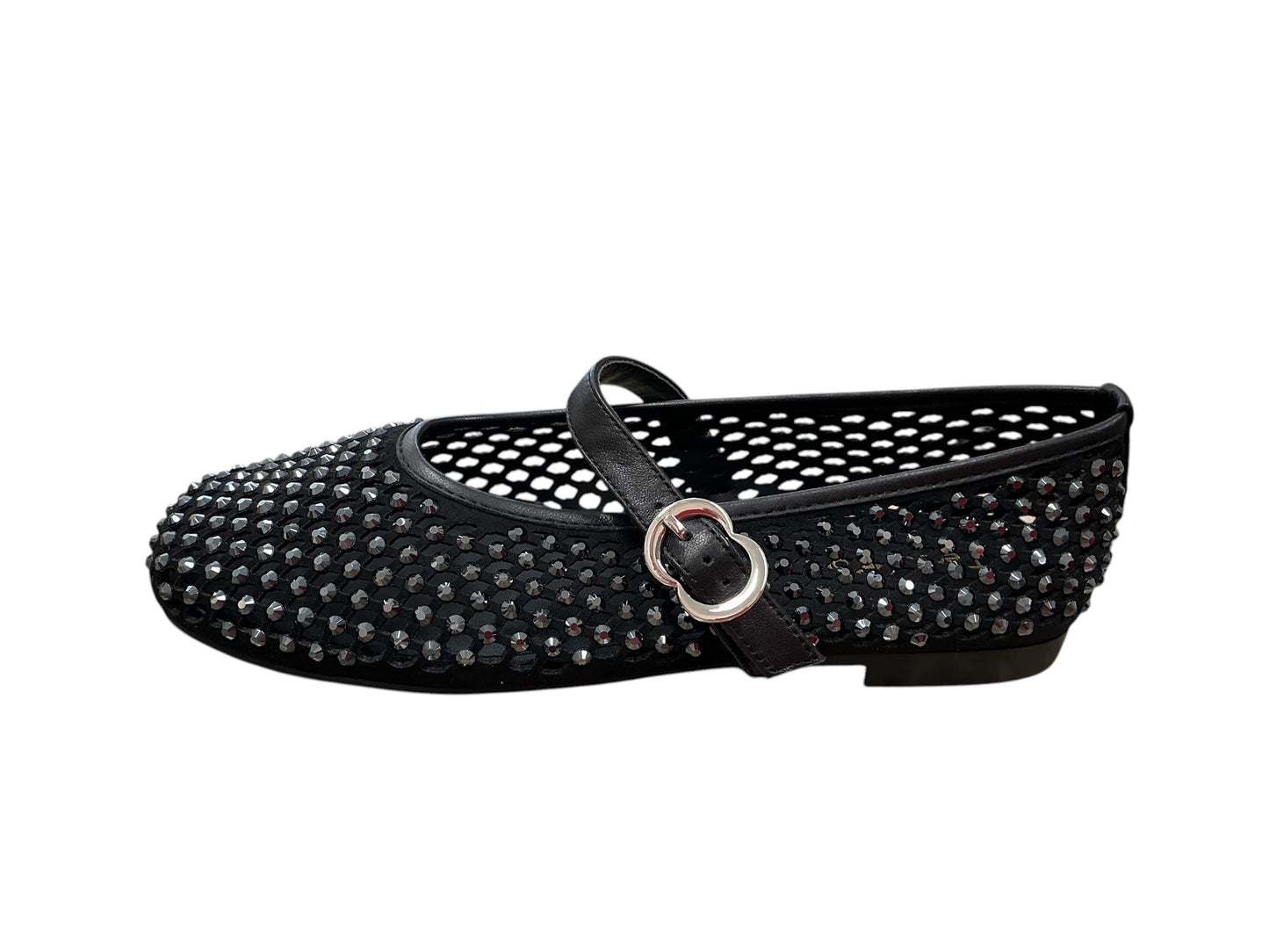 Pedro anton black leather Mary Jane pump with diamanté detail
