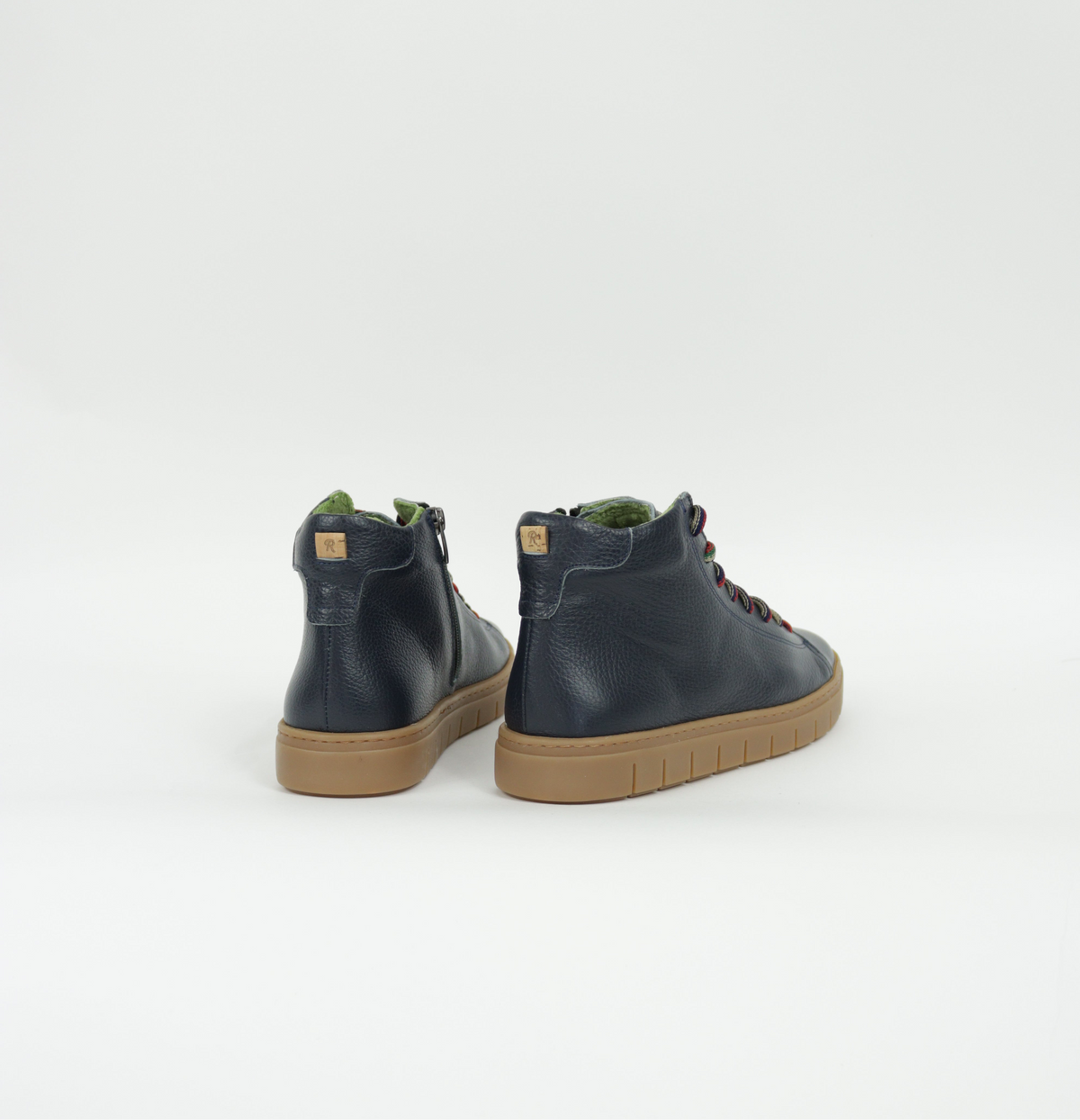 Jose Saenz navy leather high top sneaker boot