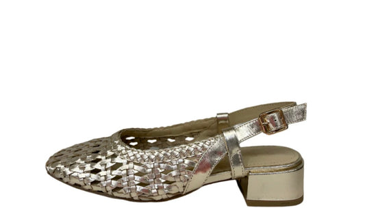 Repo gold leather slingback shoes