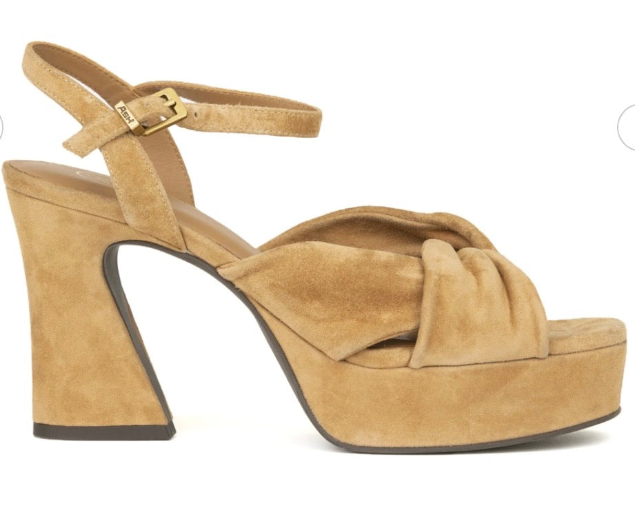 ASH Opus tan leather suede platform sandal
