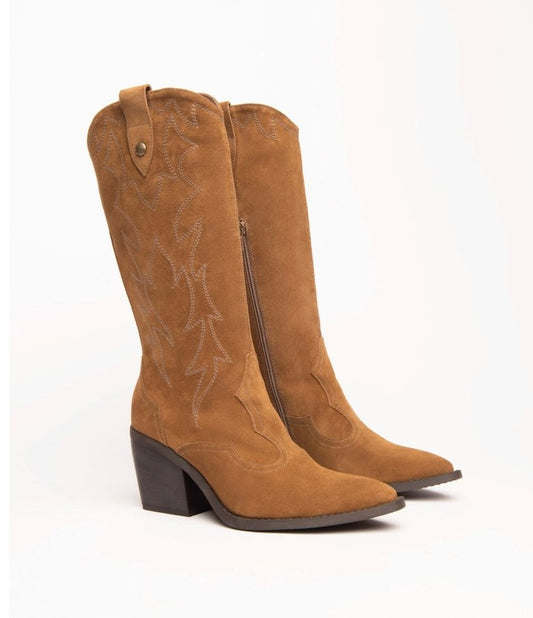 NeroGiardini tan suede cowboy boot - Melissakshoes