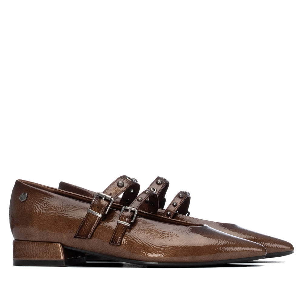 Carmela brown patent Mary Jane shoes