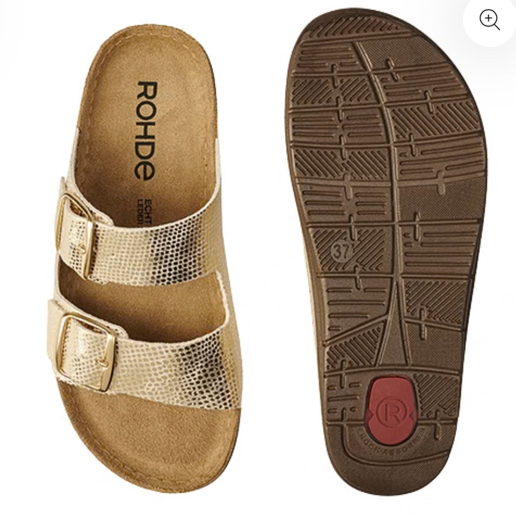 Rohde gold leather mule sandals