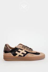 ANOTHER TREND Tostado ..Taupe Black and gold sneaker