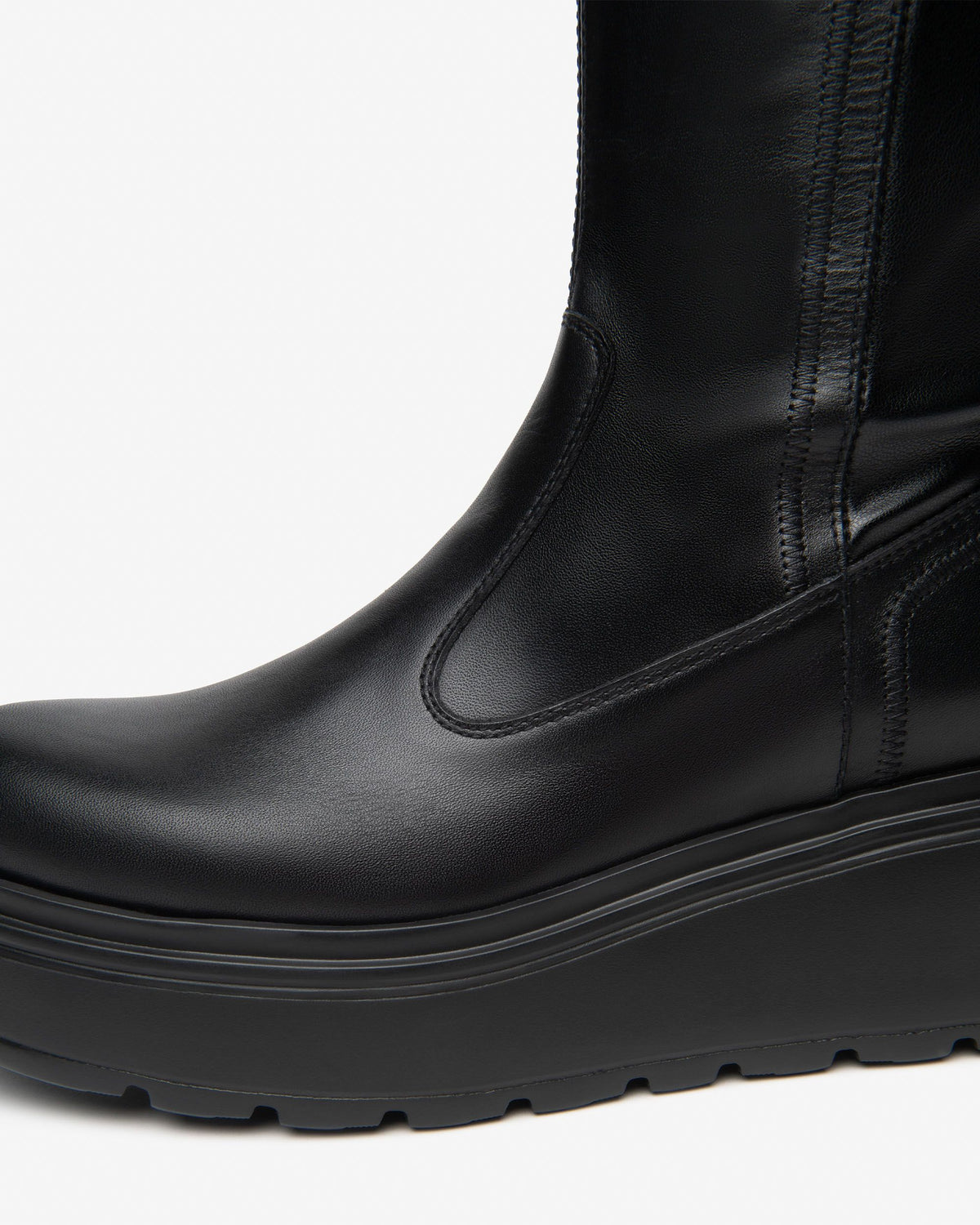 NeroGiardini black leather wedge knee highs