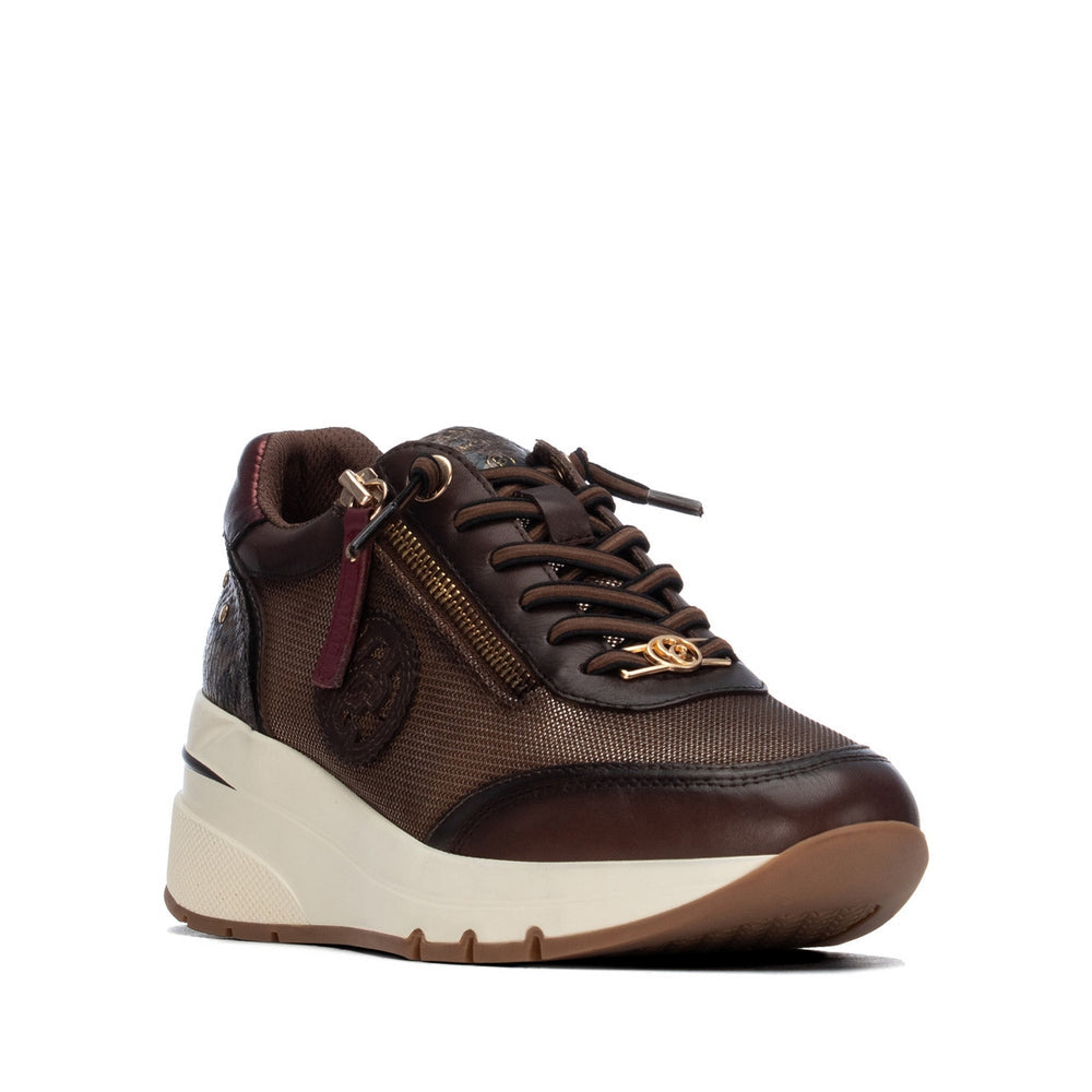 Carmela brown leather wedge sneakers