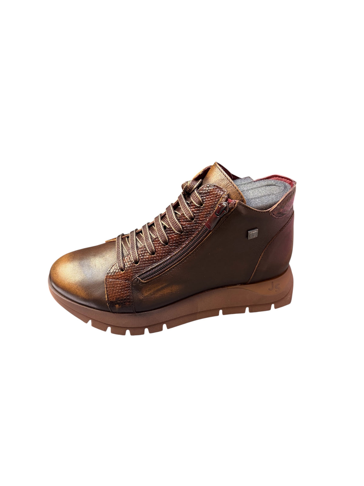 Jose Saenz Tan & Brown Leather Zip Ankle Boot