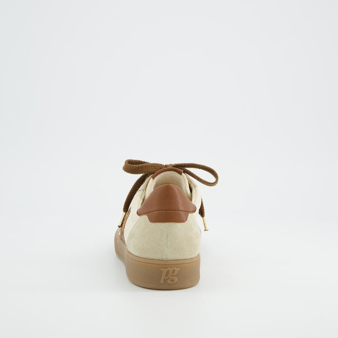 Paul Green cream and tan leather and suede sneakers - Melissakshoes