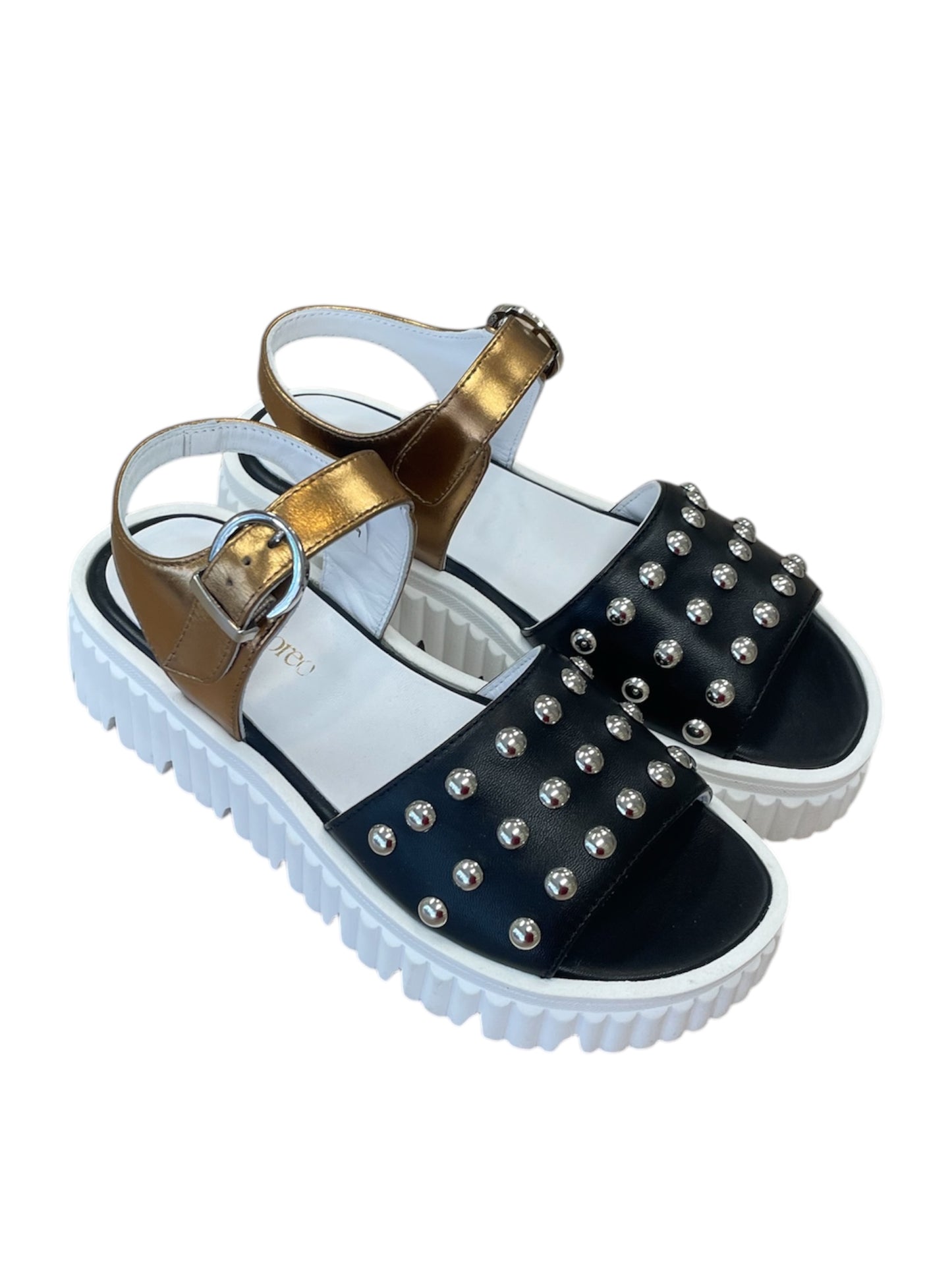 Marco moreo black and gold leather  platform sandals
