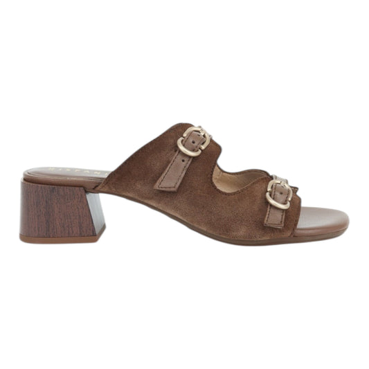 Hispanitas brown suede mules with block heel
