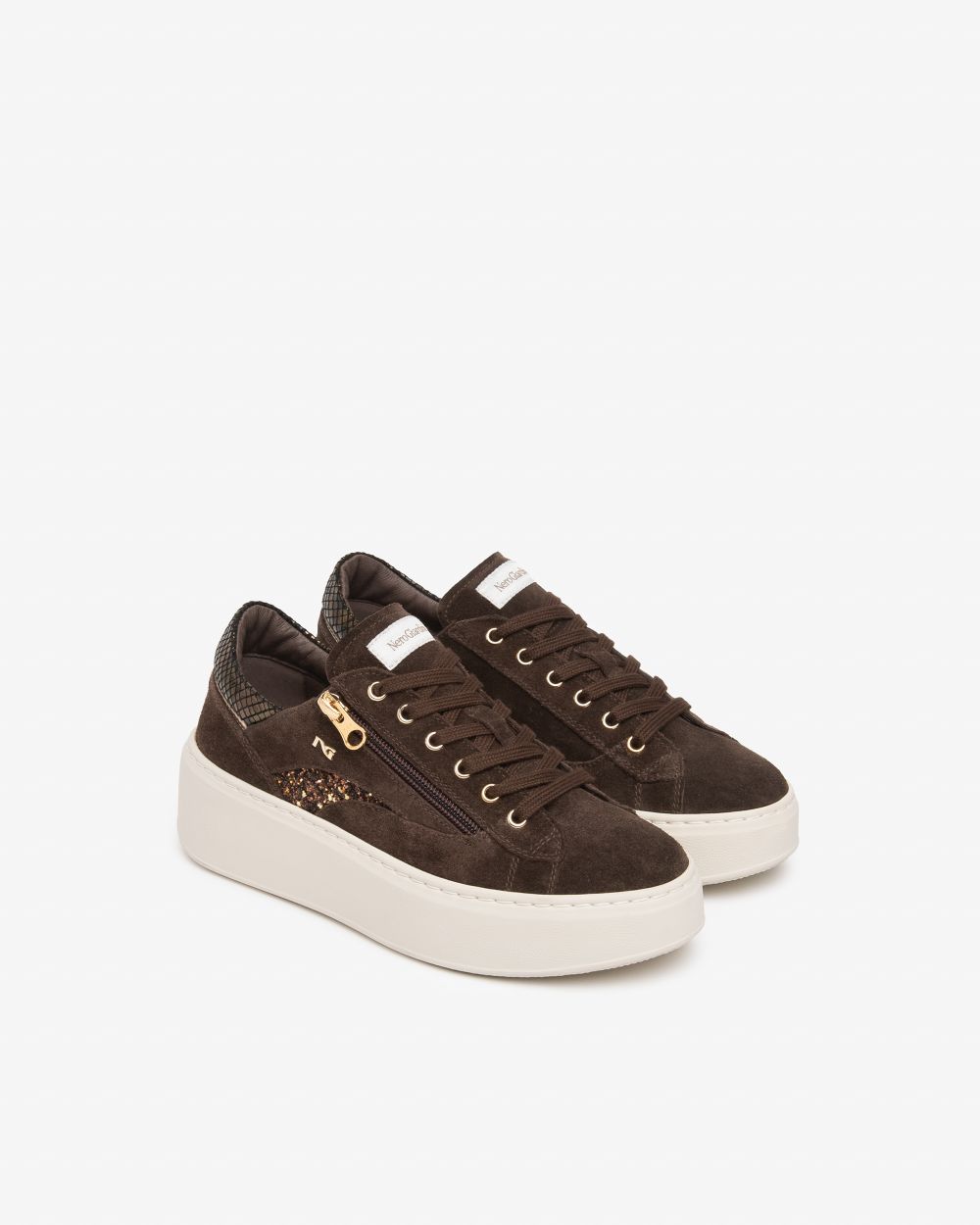 NeroGiardini brown suede platform sneaker