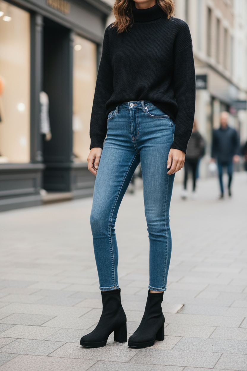 Miss Elastic black suede platform ankle boots M4