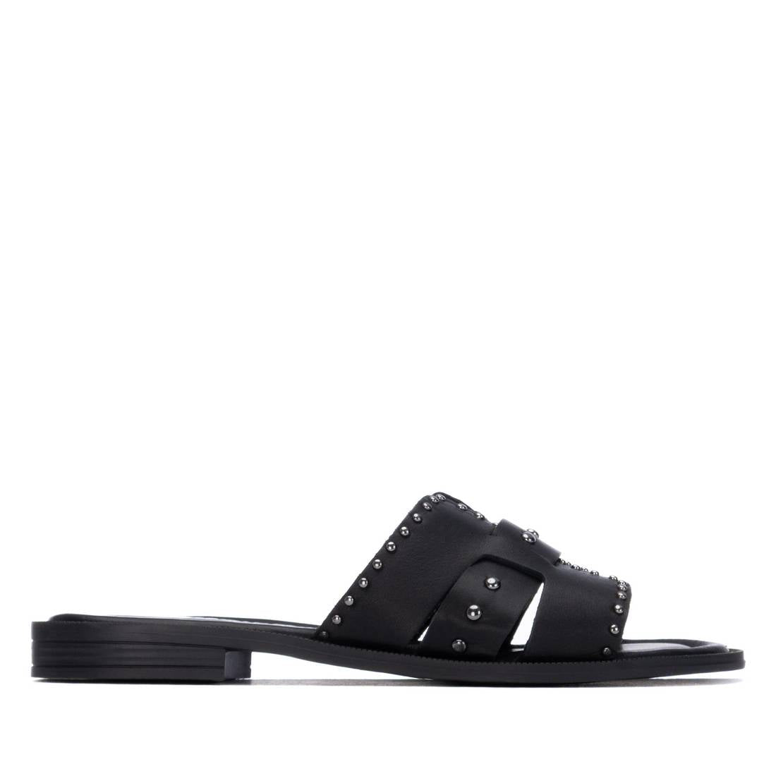 Carmela black leather flat mules - Melissakshoes