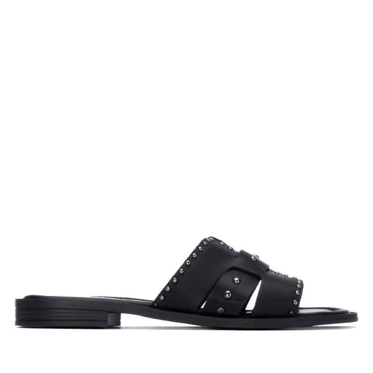 Carmela black leather flat mules