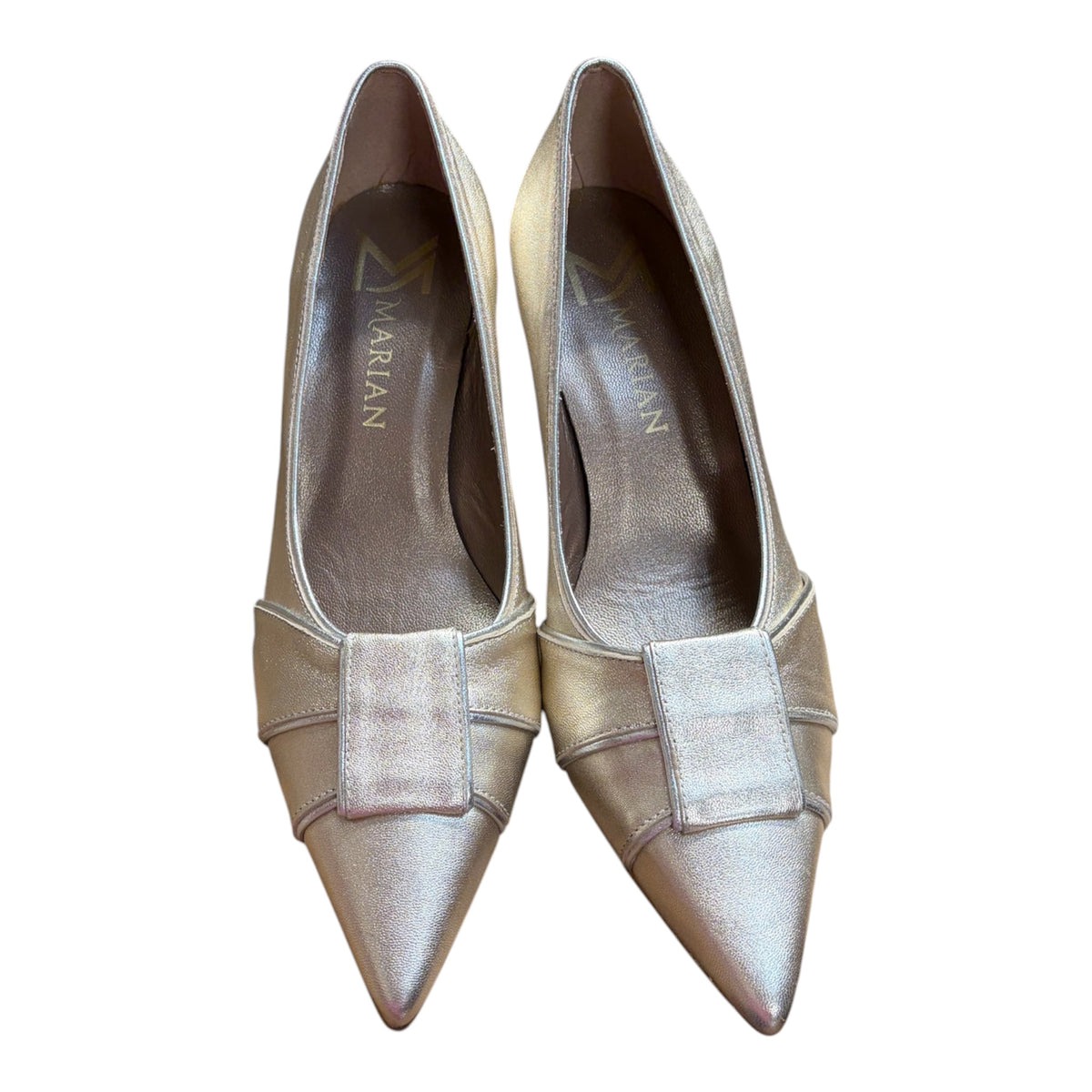 Marian Gold  leather Metallic Court Shoes